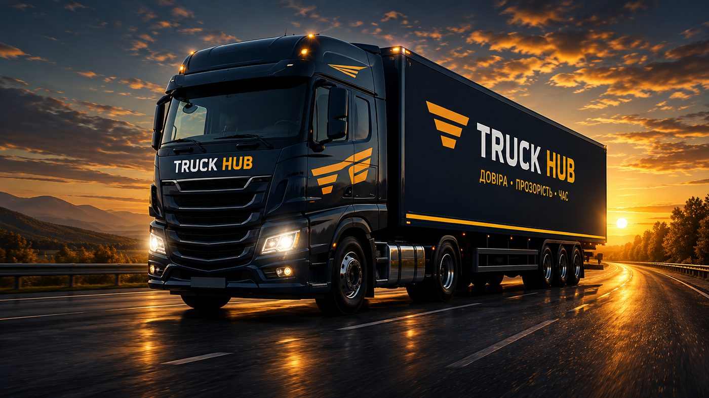 Truck Hub — вантажівка на дорозі при заході сонця